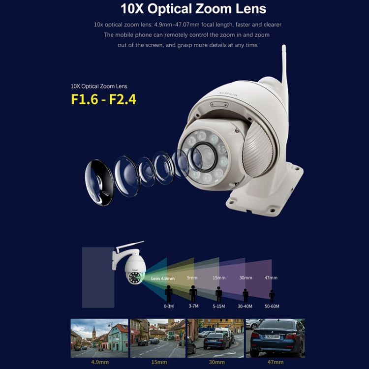 Sricam SP008C 5MP 10X Zoom IP66 Waterproof CCTV WiFi IP Camera Monitor, US Plug, EU Plug, UK Plug, AU Plug Sricam SP008C 5MP 10X Zoom IP66 Waterproof CCTV WiFi IP Camera Monitor, US Plug, EU Plug, UK Plug, AU Plug